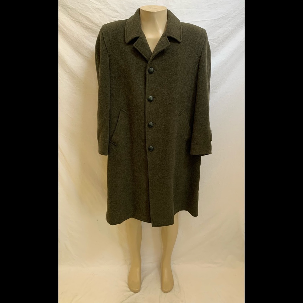 Vintage Alpen Loden Buccelli Men’s Size 46 Olive Green Wool Overcoat